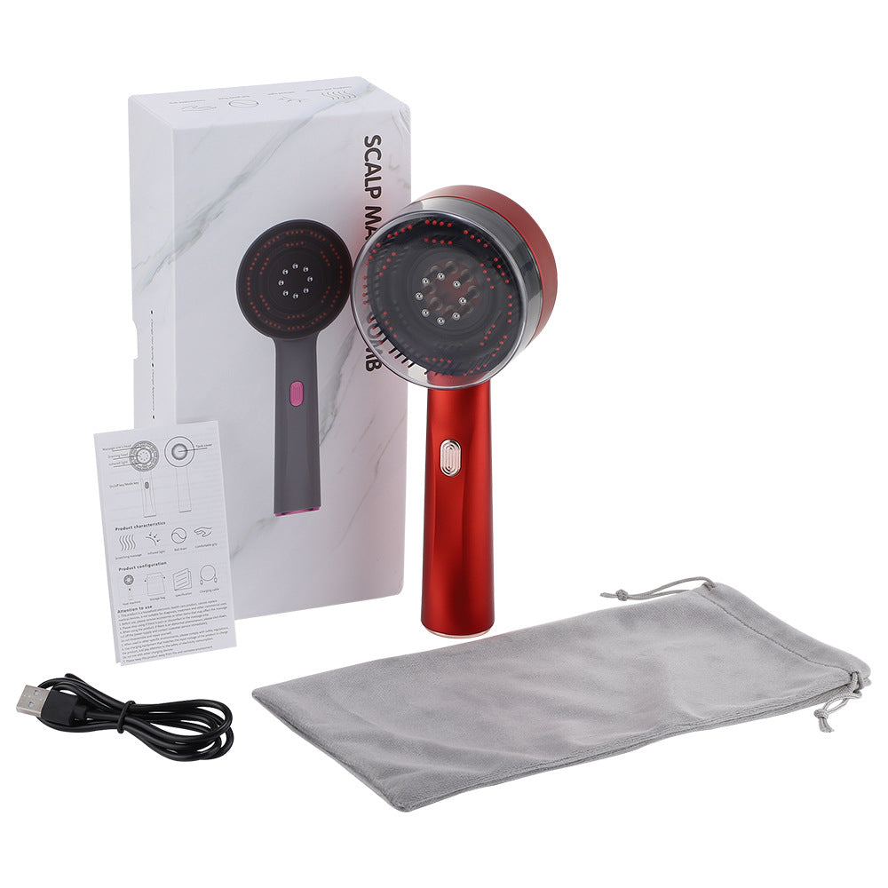 brosse électrique massante cuire chevelu lumière rouge huile de soin capilaire