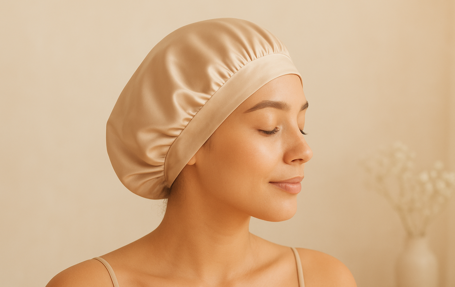 bonnet de nuit en satin AURAYU