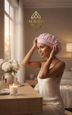 Bonnet de nuit en satin à bandeau élastique