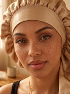 Bonnet de nuit en satin pour cheveux longs