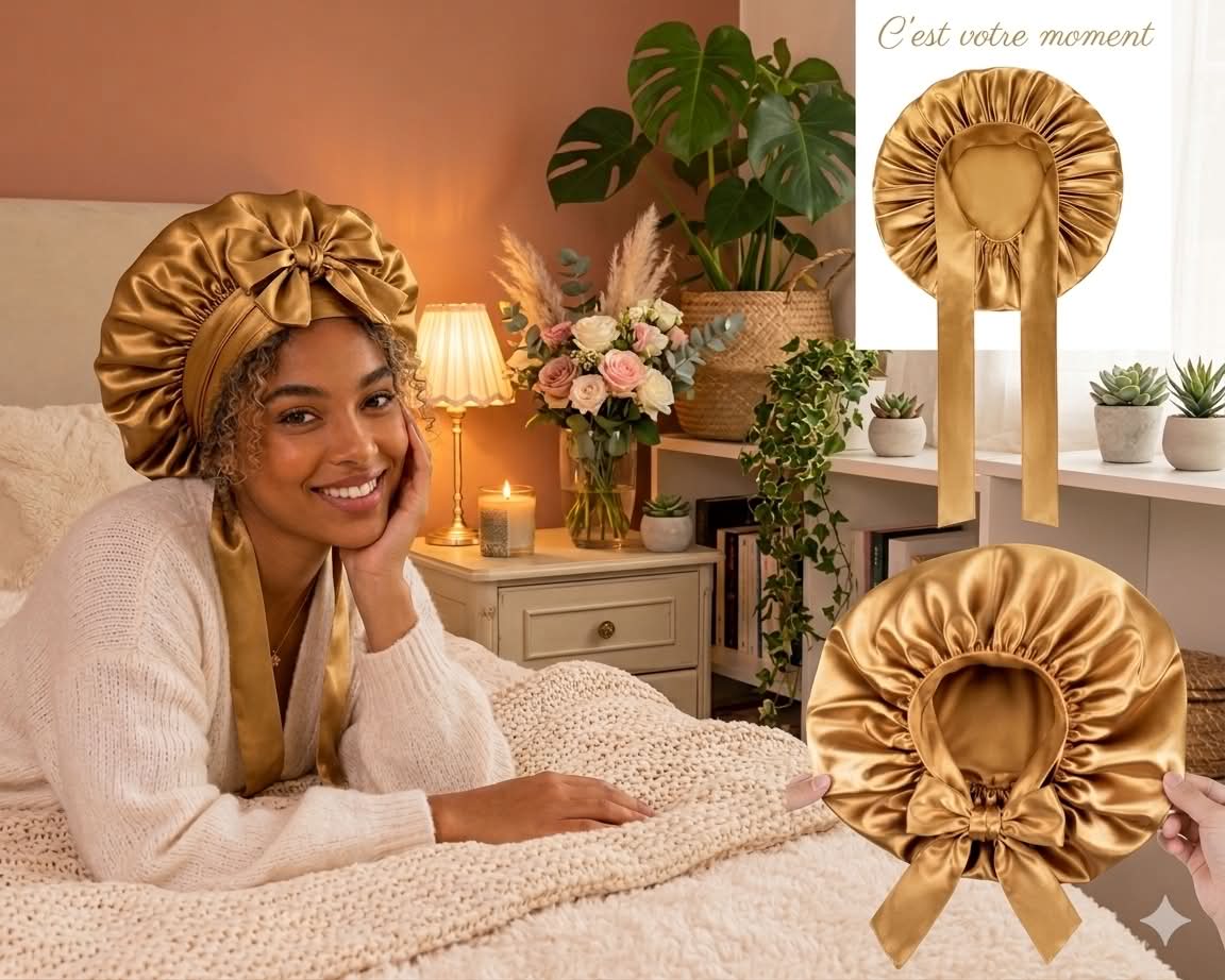 Bonnet de nuit en satin ajustable