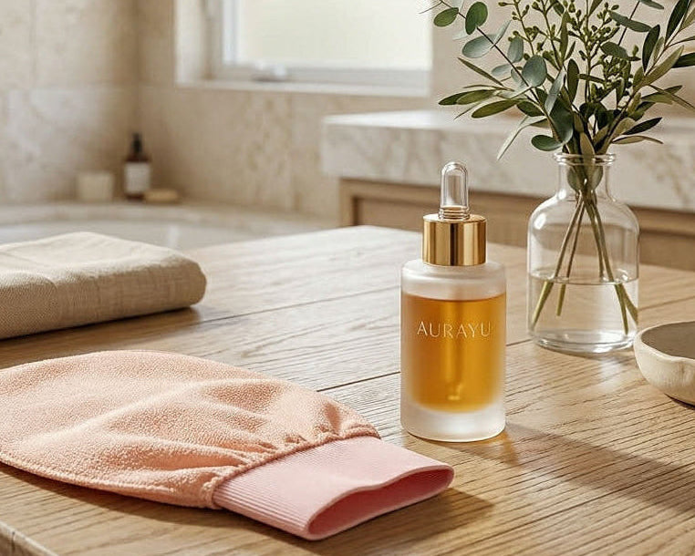 Gant Exfoliant + Guides Sérum "Élixir Lumière & Élixir Jeunesse" Offerts