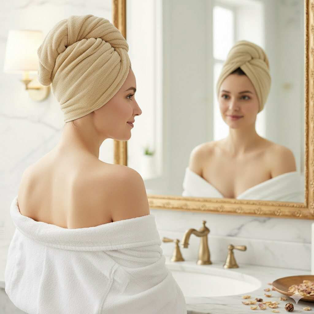 serviette microfibre cheveux sechage rapide anti frisottis AURAYU