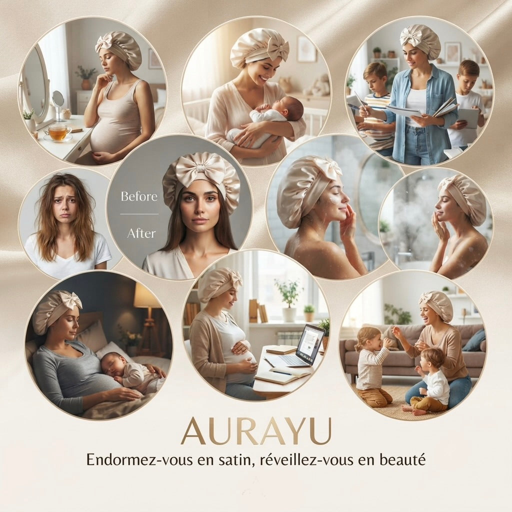 Bonnet de nuit en satin ajustable