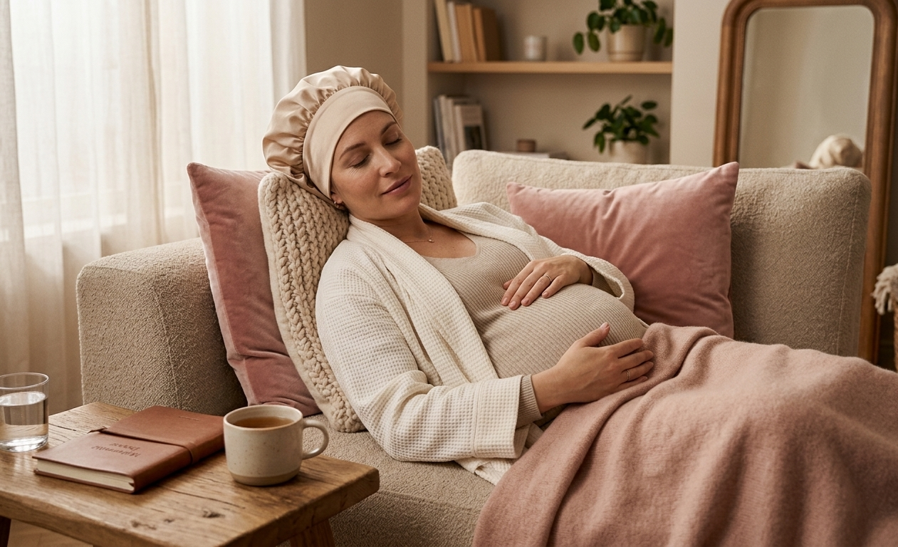 Bonnet de nuit en satin à bandeau élastique