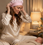 Bonnet de nuit en satin à bandeau élastique