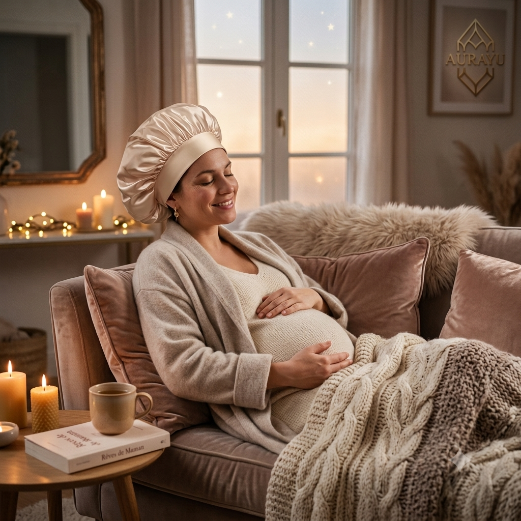 Bonnet de nuit en satin à bandeau élastique