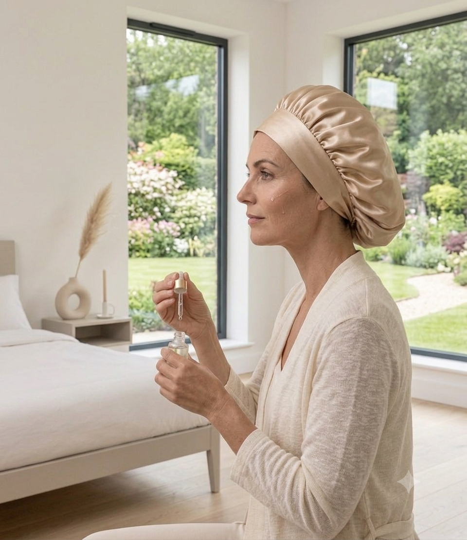 Bonnet de nuit en satin à bandeau élastique