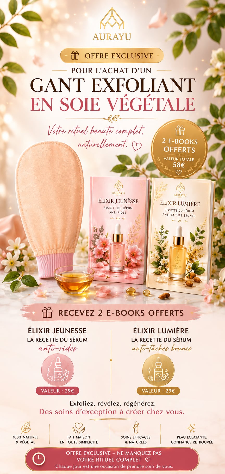 Gant Exfoliant + Guides Sérum "Élixir Lumière & Élixir Jeunesse" Offerts