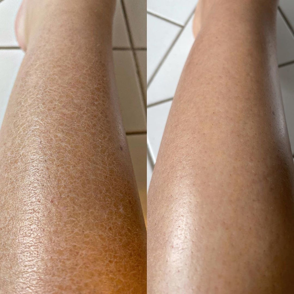 avant apres gant exfoliant soie AURAYU
